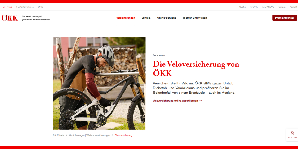 ÖKK, a renowned Swiss health insurer, has recently expanded its product offerings to include white-label BIKE insurance offered by Toni. This new BIKE insurance provides comprehensive coverage, giving customers peace of mind while on the road. <a href="https://www.oekk.ch/de/privatkunden/versicherungen/weitere-versicherungen/veloversicherung" class="get-quote-btn"  target="_blank">Get a Quote</a>